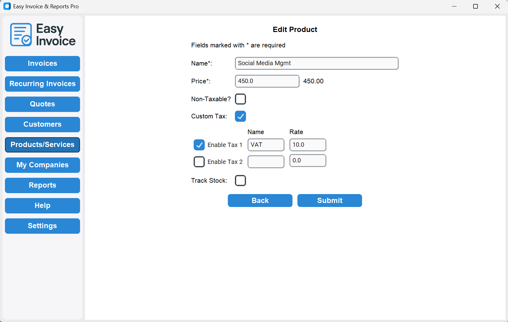 Edit Product application screenshot